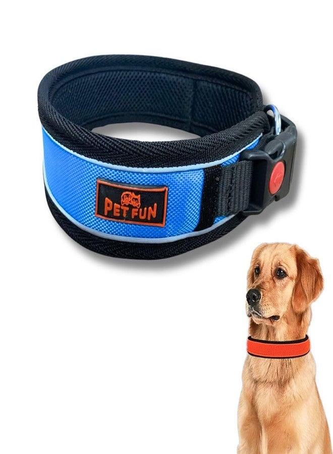 PET FUN Adjustable Reflective Pet Collar with Soft Padding | Durable Nylon Belt with Quick-Release Buckle & Leash D-Ring | for Small, Medium & Large Dogs, Cats & Puppies (Sky Blue, XL) - Image 1